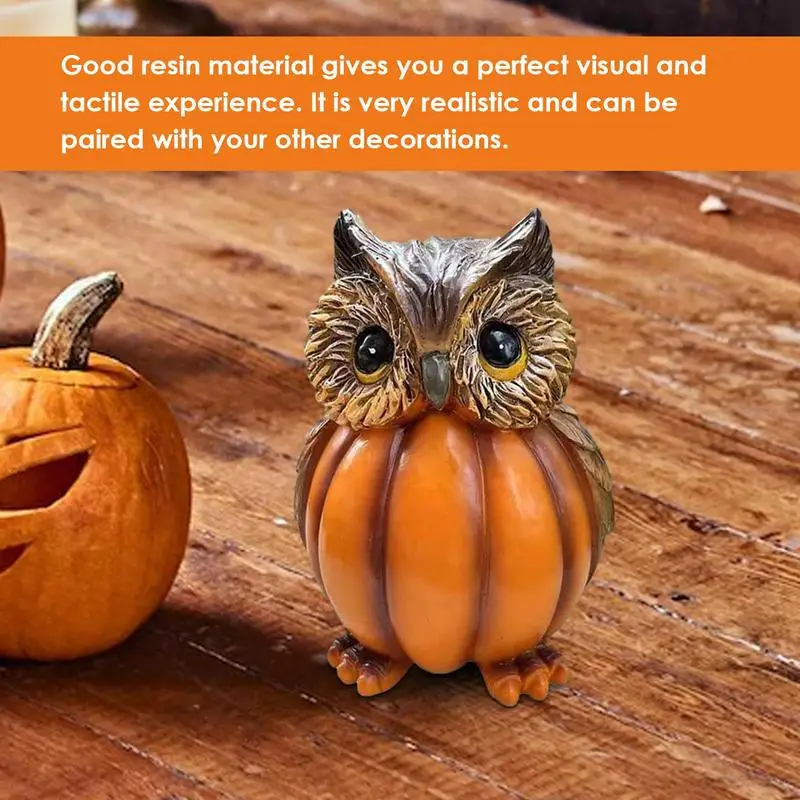 

Pumpkin Owl Figurine Halloween Resin Owl Pumpkin Statue Small Garden Pumpkin Sculpture Desktop Owl Ornament For Porch Home