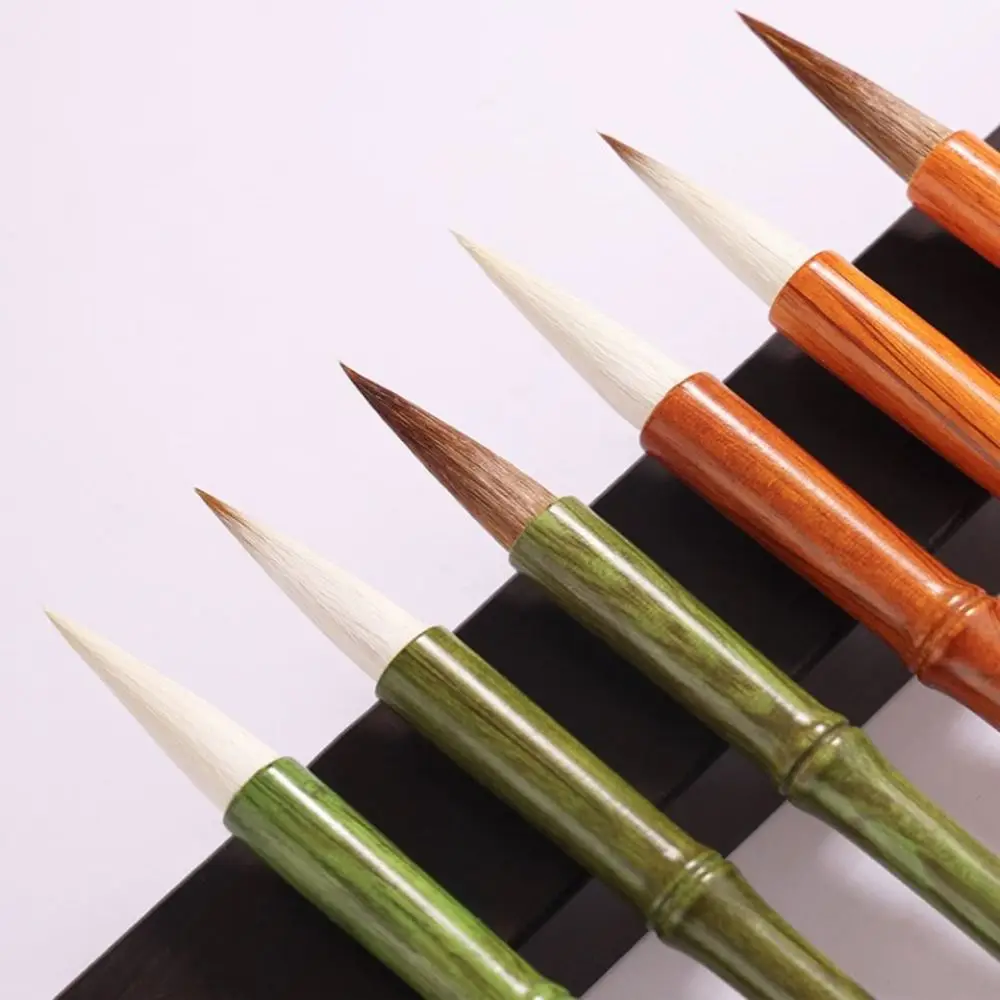 Pennello per Calligrafia Cinese ad Olio e Acquerello, Pennello per Scrittura su Legno, Pennello Artistico in Pelo di Lupo per Pratica - immagine 2