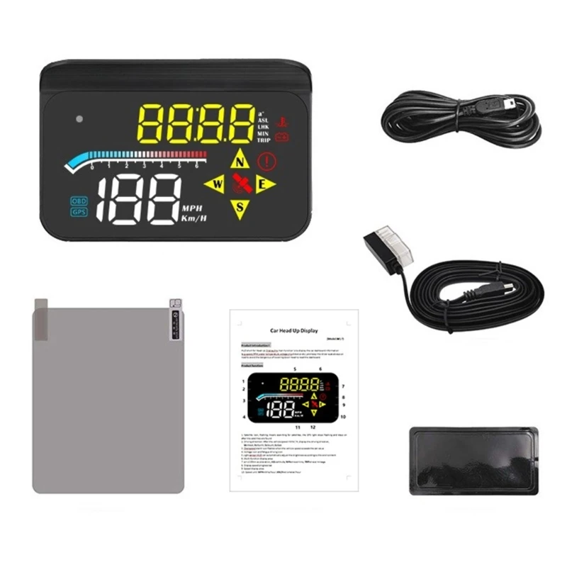 

High-Definition HUD Car Head Up Display Overspeed Alarm Speedometer GPS HUD Digital Gauges Auto Fatigue Driving Reminder