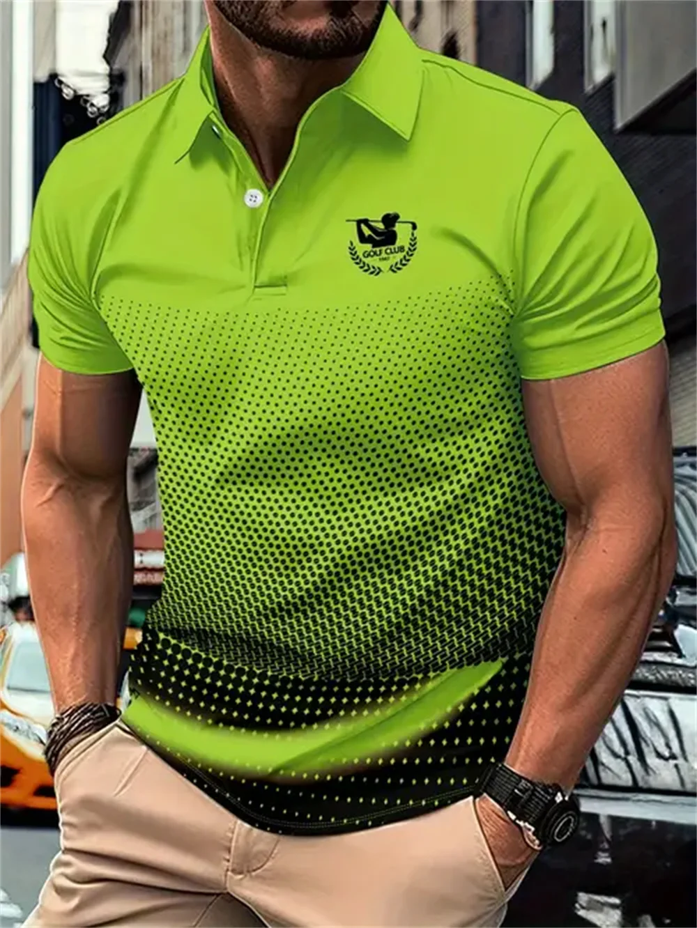 Men's Colour Block Stripe Short Sleeve Summer Thin Polo Shirt,Stylish Zipper Crew Neck Polo Shirt,Men's Golf Casual Polo Shirt 17 Sd593af02efb54bec8a74bf5aeba55595A