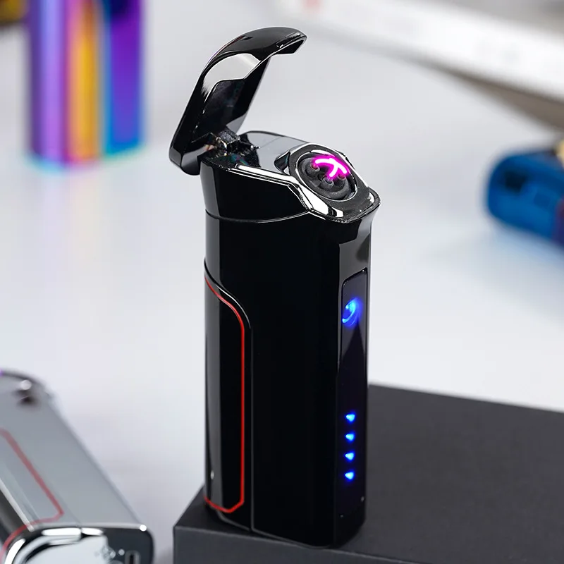 USB Cigar Lighter Replaceable Battery Cigar Pipe Lighter Windproof Double Fire Button Model Portable Outdoor Smoking