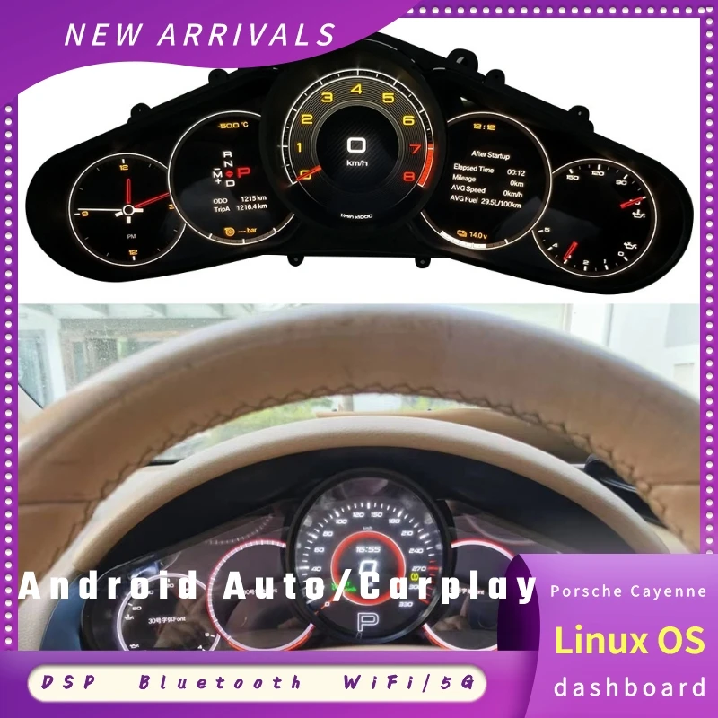 

Новейший 12,3 дюймовый для Porsche Cayenne Автомобильный цифровой ЖК-инструмент кластер Linux OS топливный Тахометр спидометр одометр