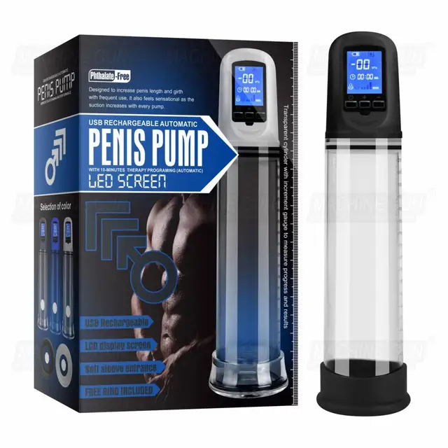 LCD Penis Enlarger Pump Rechargeable Penis Pump Powerful USB Automatic Device Pro Extender Enhancer,Enlargement Sex Toys For Me 5