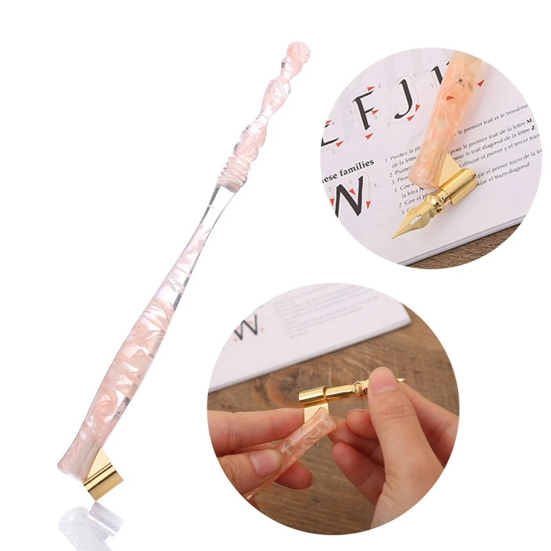 Dip Pen Nib Holder Resin Calligraphy Pen Nib Holder Adjustable Metal Flange for Beginner Artist Art Drawing Calligraphy