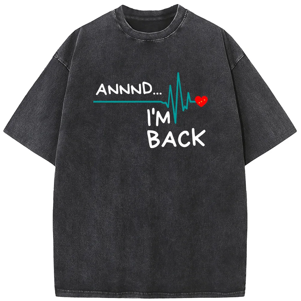 

Funny Nurse Electrocardiogram Print Short Sleeve T-shirt Summer Cotton 230g Washed T-Shirt Novelty Casual Loose Bleached Tshirt