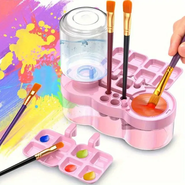 Water Cycle System Paint Brush Cleaner With Paint Palette, Paint Brush Rinse Cup Holder, Automatic Washing Tool, Art Supplies 1