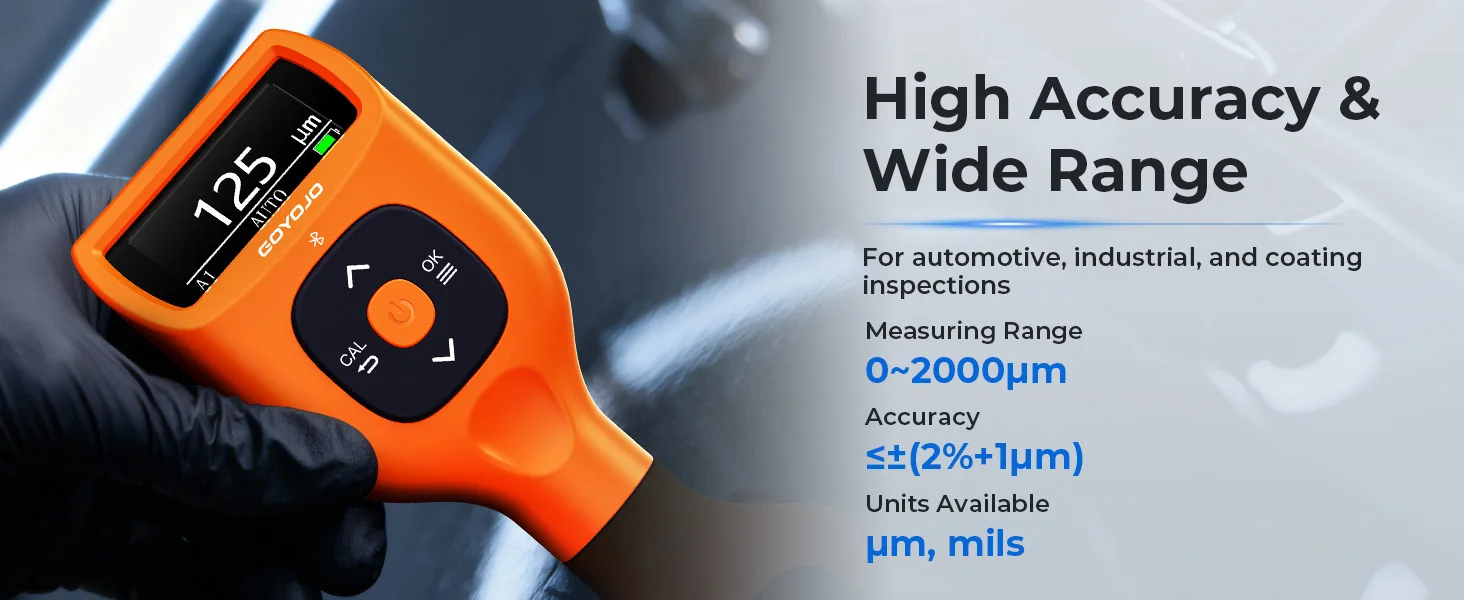 Coating Thickness Gauges, Paint Depth Gauge Meter with Backlight LCD Display for