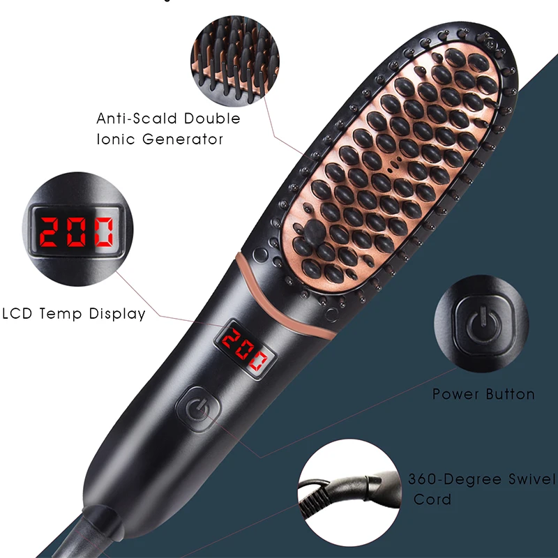 Hot Comb Beard Straightener Brush PTC Multifunctional Household Quick Beard Styler Hair Straightening