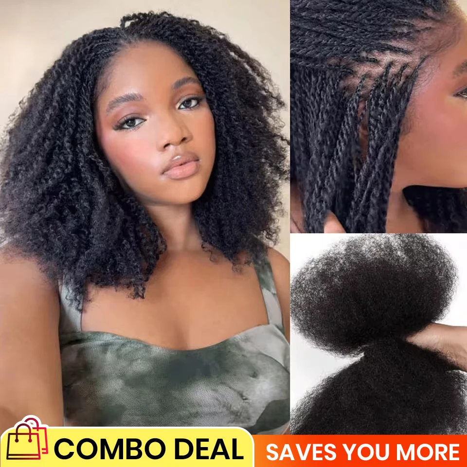 Afro Kinky Bulk QVR Human Hair For Mini Twist Braiding Loc Extensions & Crochet afro Kinky Curly bulk Hair For Dreadlocks 50g