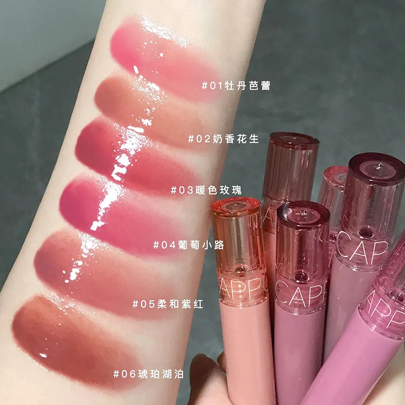 Cappuvini 6 Color Juice Jelly Lip Gloss Long Lasting Moisturizer Water Light Lipstick Mirror Gloss Lipstick Affordable Makeup 4