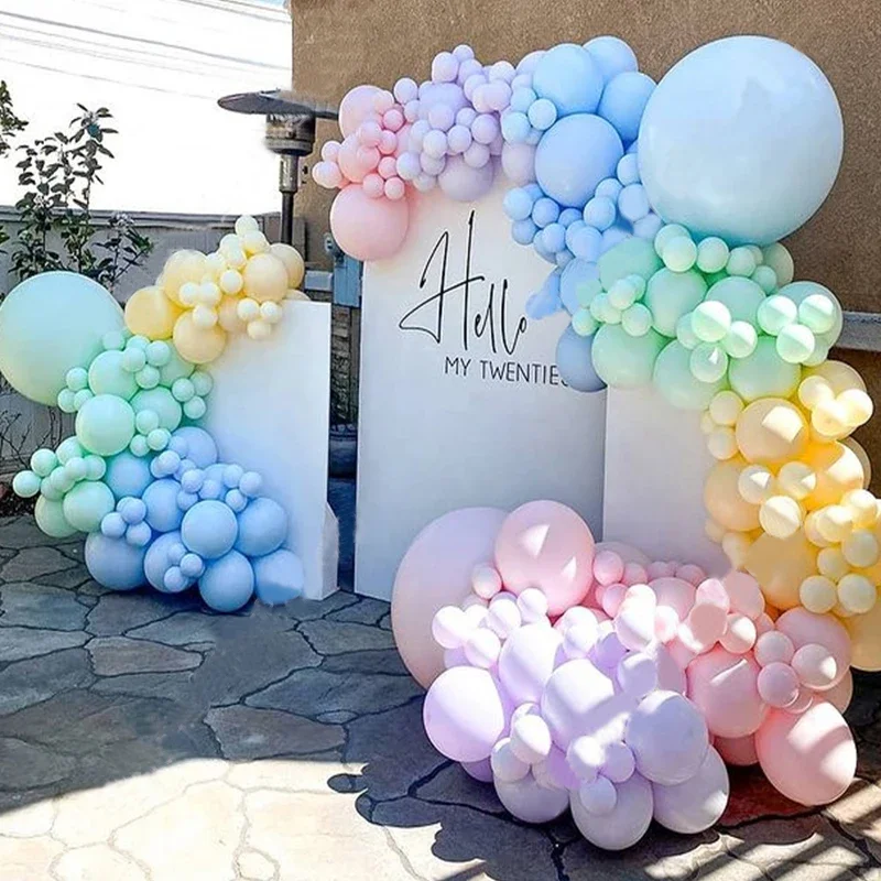 157 Palloncini Pastello Macaron Per Compleanno | Multicolori Arcobaleno Con Margherite | Ghirlanda Fai Da Te Per Baby Shower E Feste Bimba - 4