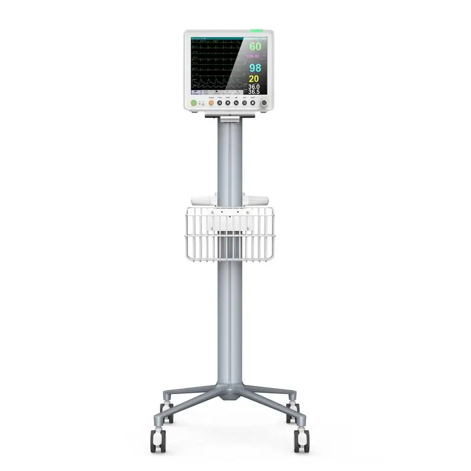 

High quality Mobile Laptop and Computer Monitor Cart Medical Trolley Stainless Steel Hospital Monitor Trolley