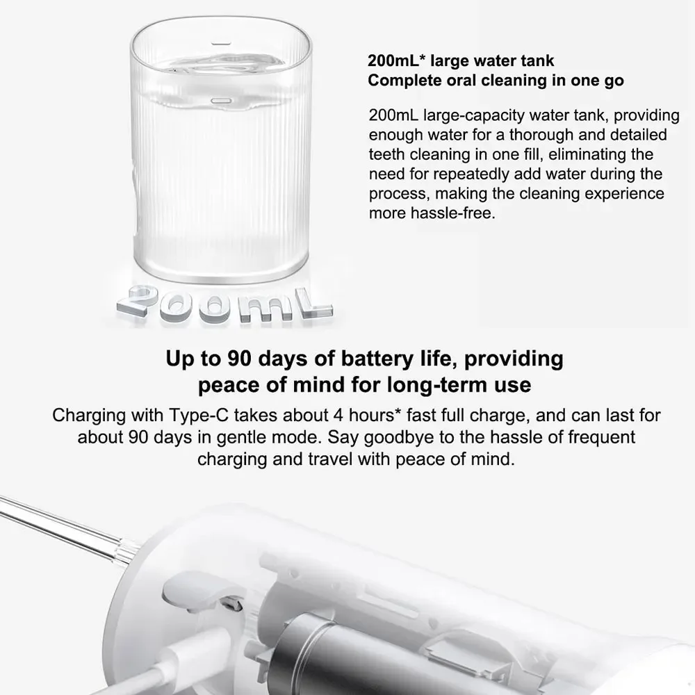 Oral Irrigator 2025 XIAOMI MIJIA Portable 2 Dental Teeth Whitening Flosser bucal tooth Cleaner vibration waterpulse Water Thread