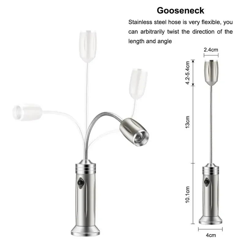 2PCS Magnetic BBQ Led Grill Light Adjustable 360 Degree Flexible Gooseneck Desk Lamp for Party Office Outdoor Indoor Barbeque
