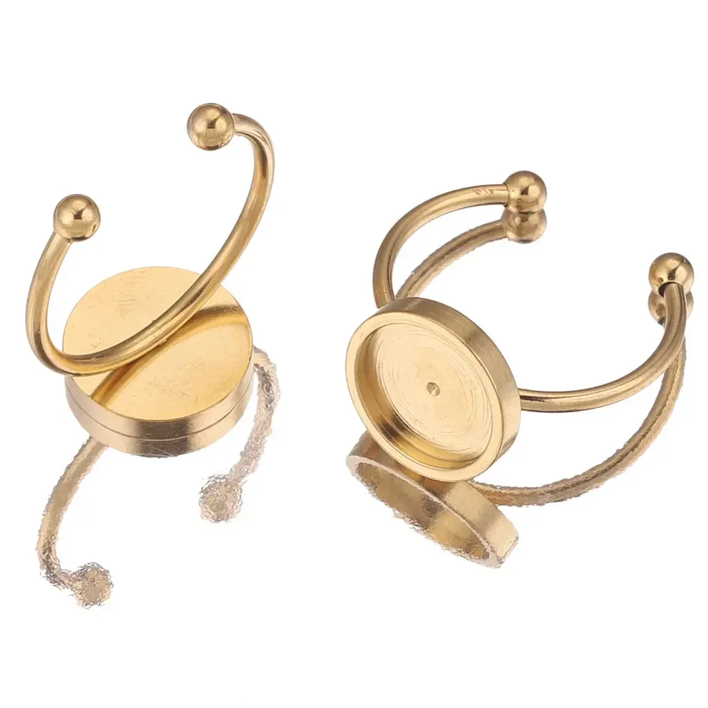 10 Anelli Vuoti Regolabili In Ferro Oro Champagne – Vassoio Rotondo 12 Mm Per Creazione Bijoux Fai Da Te E Resina