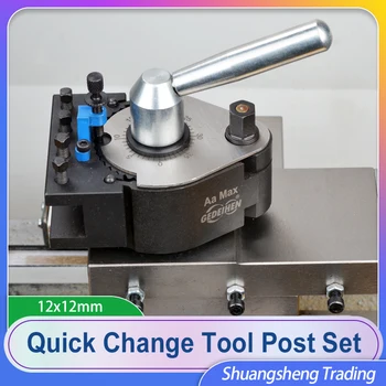 Lathe Quick Change Tool Post Set – 12x12mm Turning Tool Holder Kit for WM210V/WM180V/0618 Mini Lathes with 120–220mm Swing 1