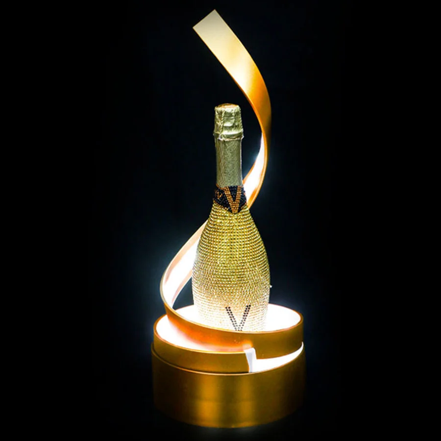 Spiral Shape LED Champagne Wine Bottle Presenter Champagne Bottles Glorifier VIP Wine Racks Display for Wedding Party Nightclub
