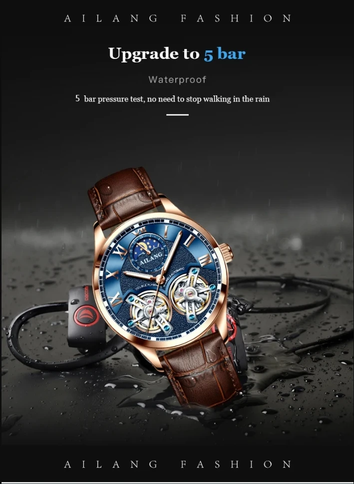 AILANG 8822 Herren Automatikuhr mit Doppel-Tourbillon, Skelett-Zifferblatt, Leuchtfunktion, wasserdicht, luxuriöse Business-Armbanduhr für Herren – Detail 8