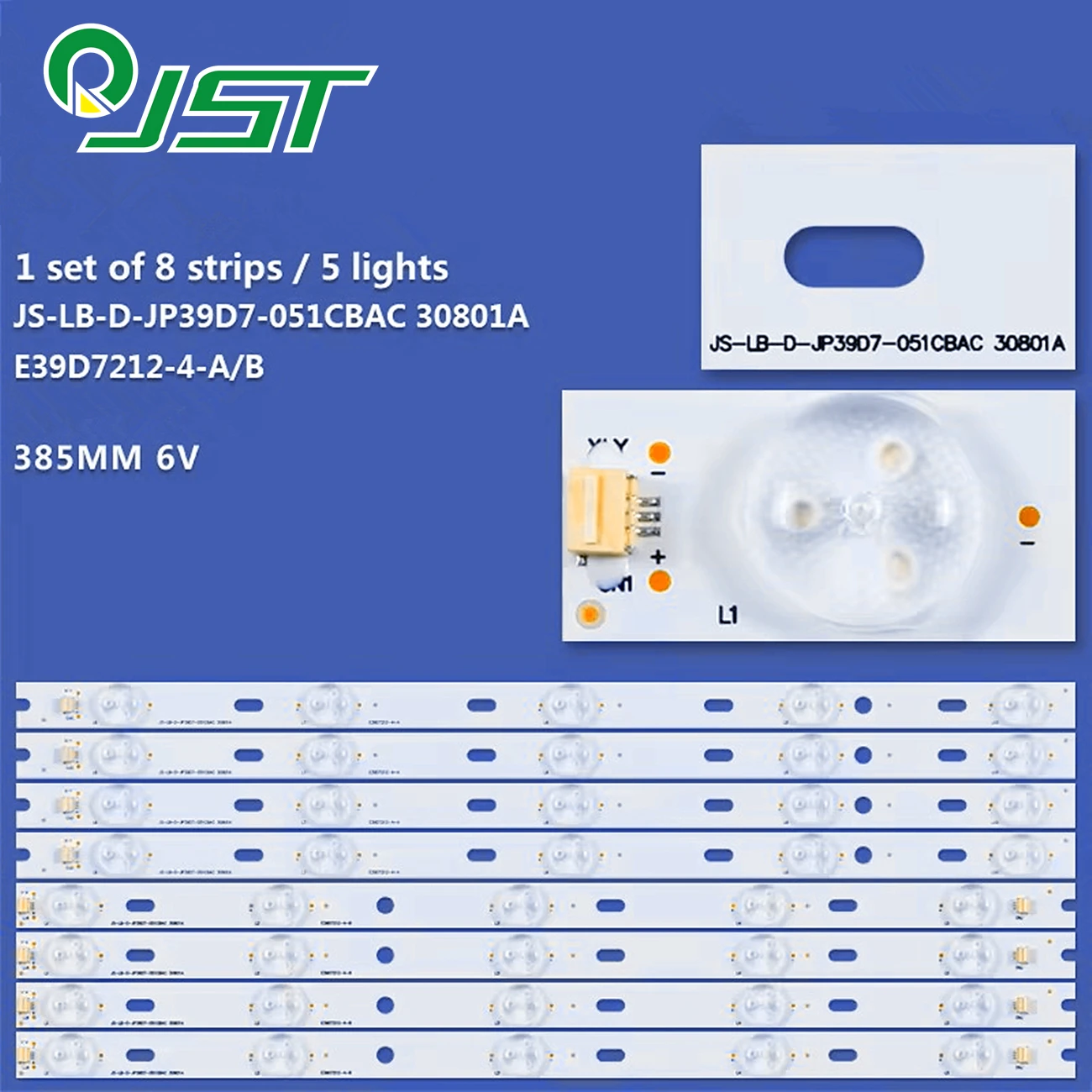 New 8pcs/Kit LED TV POLA ROID PTV4030ILED 39JP39D7 JS-LB-D-JP39D7-051CBAC 30801A E39D7212-4-A E39D7212-4-B V390HJ1-P02 Rev.C1