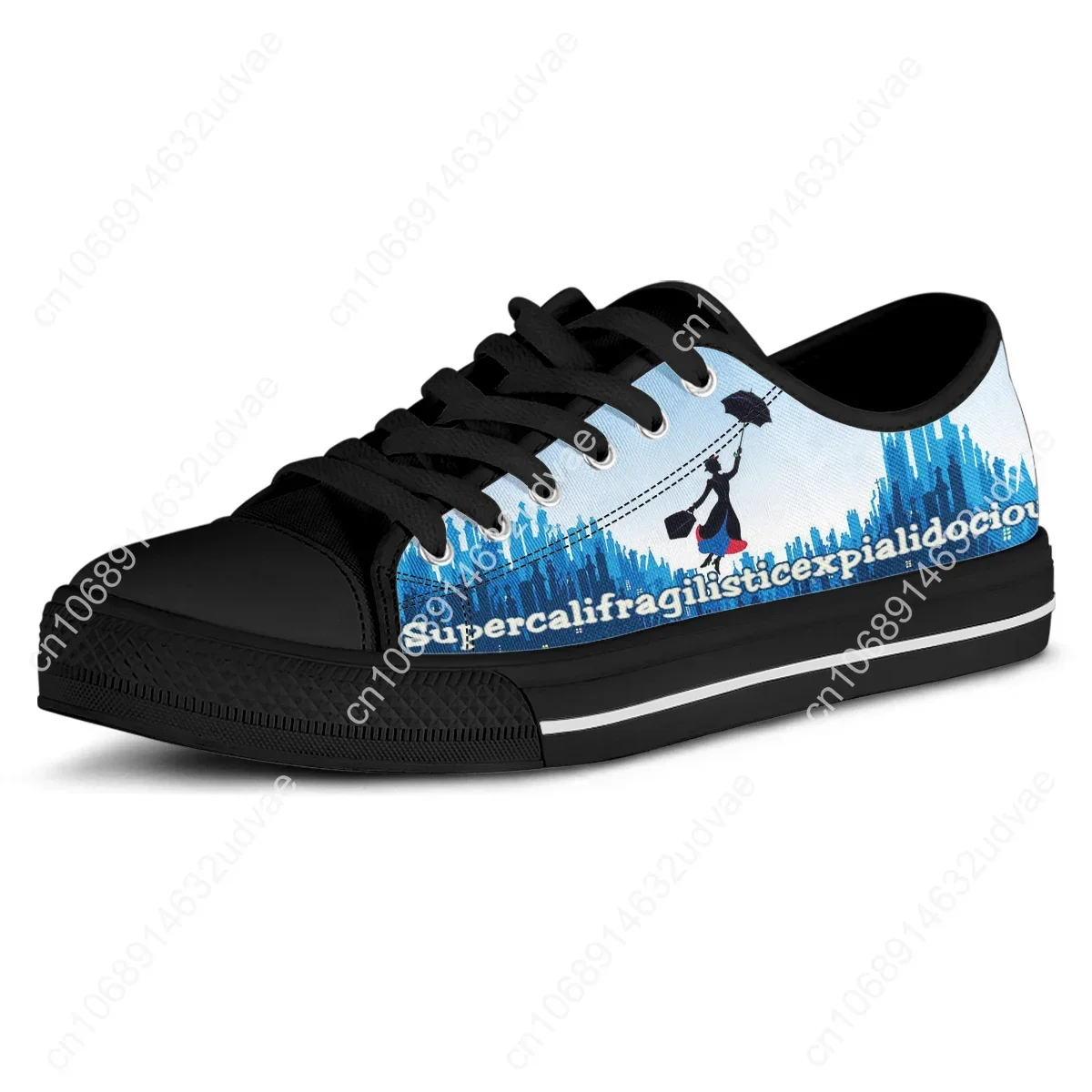New Mary Poppins Design Black Soft Sole Sneakers Lightweight Outdoor Casual Shoes Comfortable Canvas Shoes Zapatos