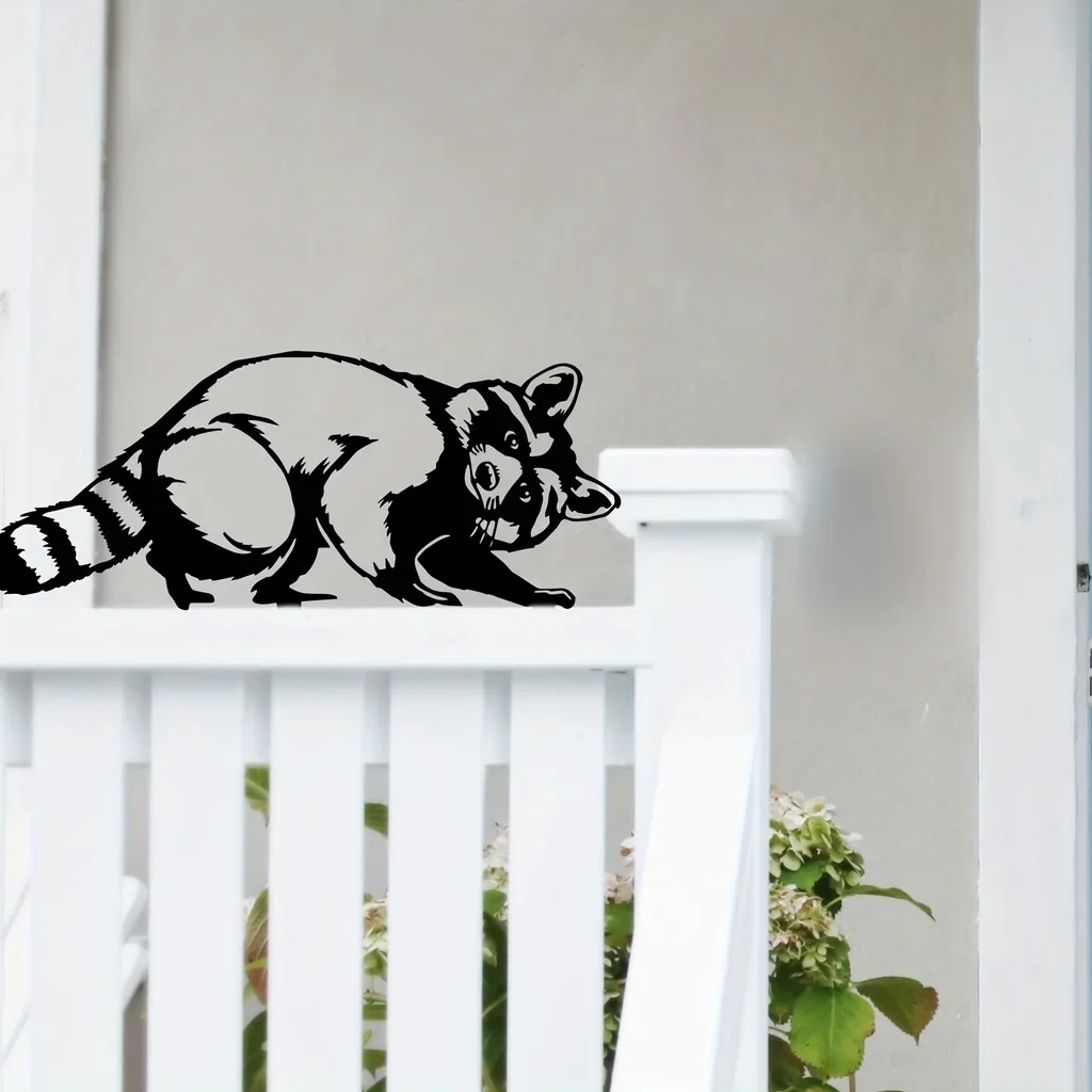 

Metal Wall Art Garden Outdoor Decoration Metal Raccoon Stake Animal Yard Decor Handmade Silhouettes Metal For Yard Lawn Trees