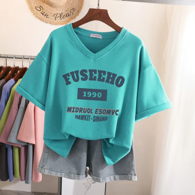 

100% Cotton Plus Size T Shirt L-6XL Tshirt Short Sleeve Women's Top Summer Letter Print Casual O Neck Oversized T Shirts