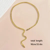 Fashionable Exaggerated Adjustable Realistic Snake Skin Net Chain Necklace Flexible Neckpiece Design - Image 5