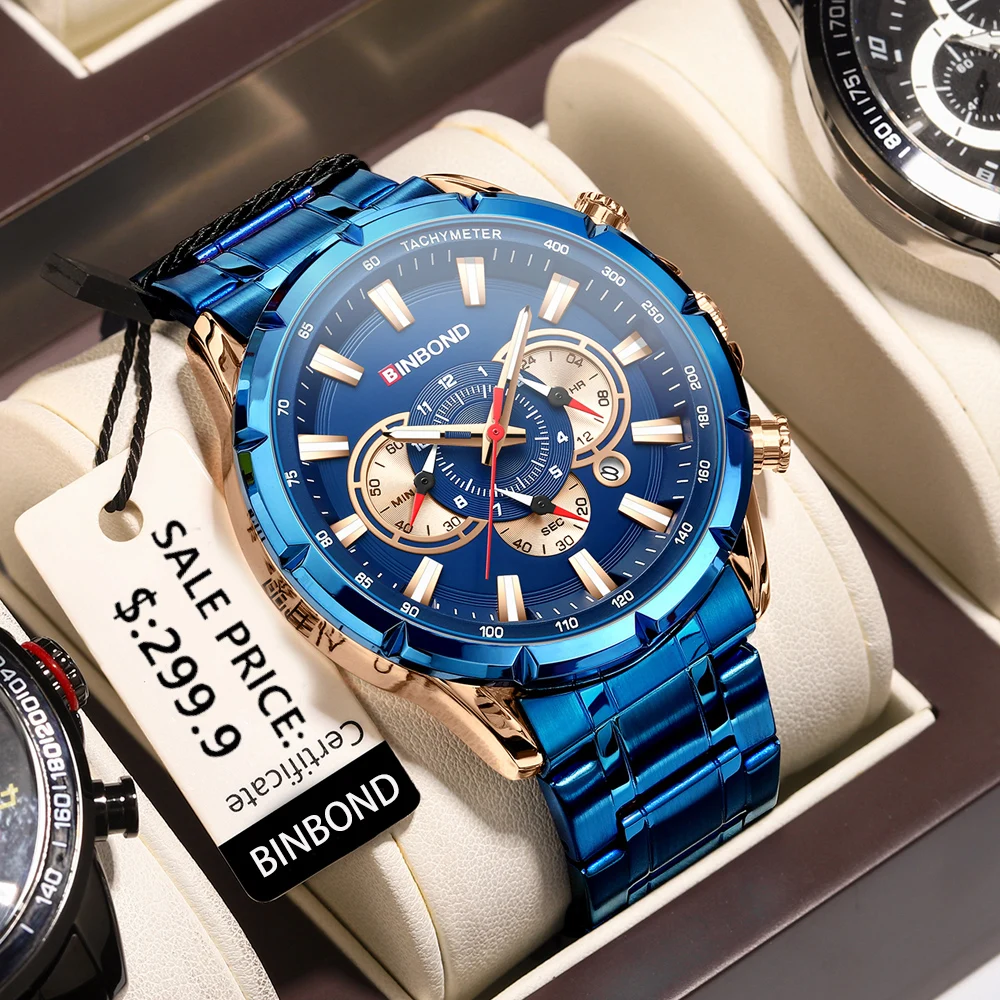Luxury Man Watch High Quality Waterproof Chronograph Luminous Men's Wristwatch Stainless Steel Men Quartz Watches Casual Clock