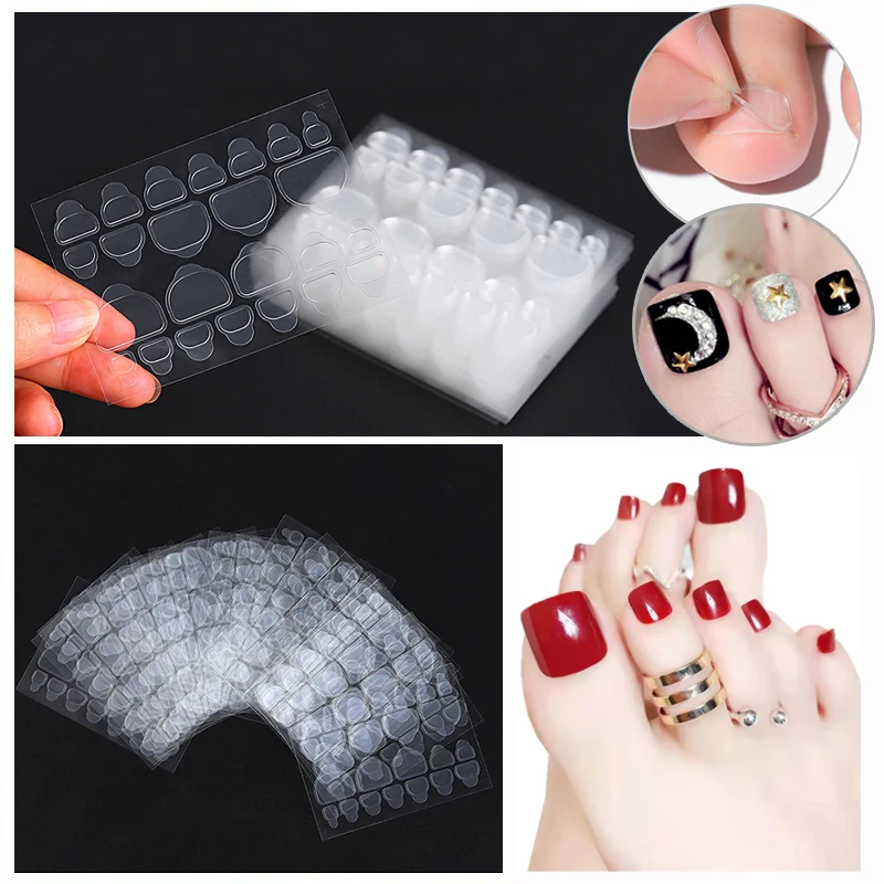 10 Sheets Transparent Toenails Adhesive Glue Decals Jelly Double Sided Tape For False Fake Nail Tips Art Stickers Decoration nail stickers nail art tools nail glue nail art decoration nail decals nail glue tape
