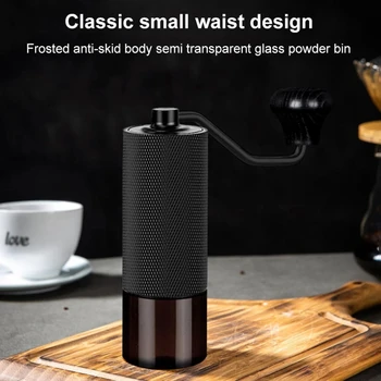 Manual Coffee Grinder with Nitrogen Steel Grinding Core Adjustable Thickness Hand-Operated Bean Grinder with Solid Wood Handle 1