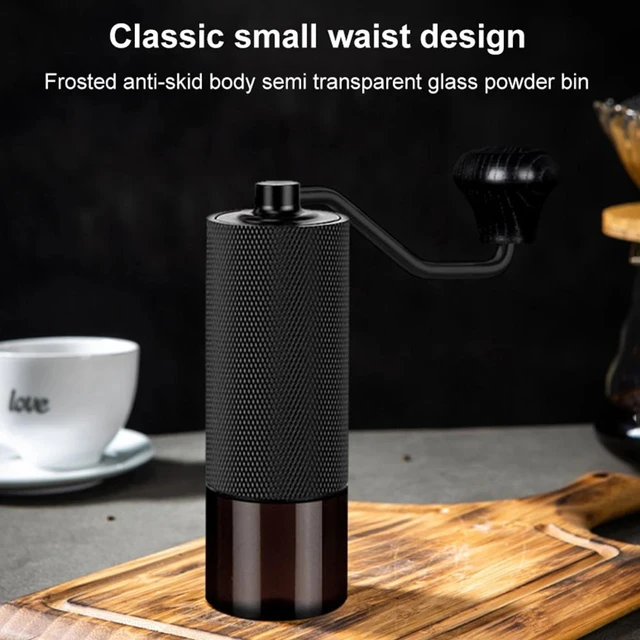 Manual Coffee Grinder with Nitrogen Steel Grinding Core Adjustable Thickness Hand-Operated Bean Grinder with Solid Wood Handle 1