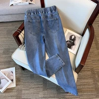 Plus Size 7XL 170kg Women Denim Pants High Elastic Waist Jeans Trousers Pockets Thin Slim Ladies Ankle Length Loose Trousers - Image 3