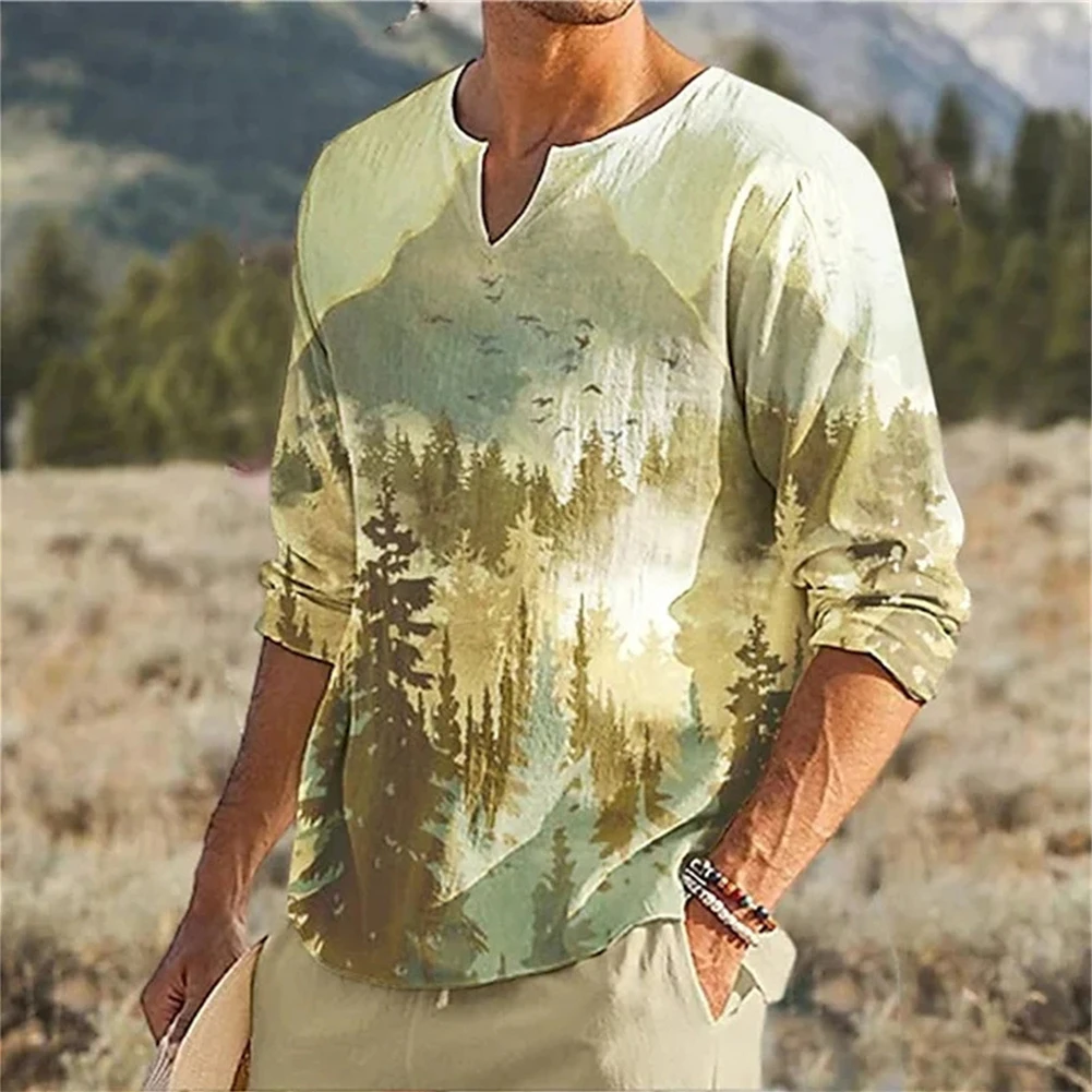 

Stylish Men's Casual Print Slim Fit Henley V Neck Shirt Tops Blouse Long Sleeve Button Down for all seasons and activities