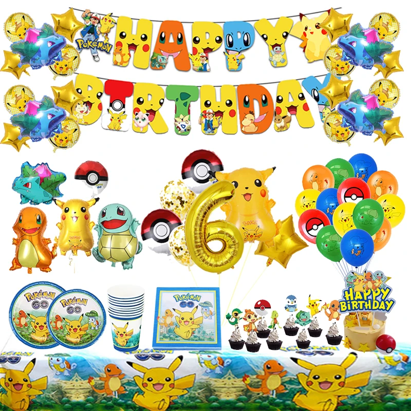 Pokemon Pikachu Birthday Party Decoration Supplier Disposable Tableware