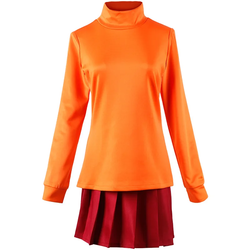 Velma Cosplay Costume Uniform Crop Top Skirt Outfits Halloween Velma  Dinkley Costume for Women Girls - AliExpress