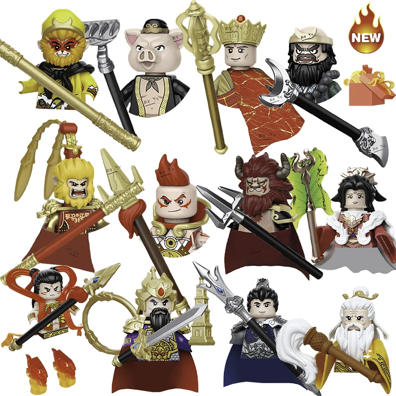 Viaggio Di Film Cinese Nel West Figure Monkey King Golden Cudgel Princess Iron Fan Models Kids Blocks Toys Gift For Boys Girls