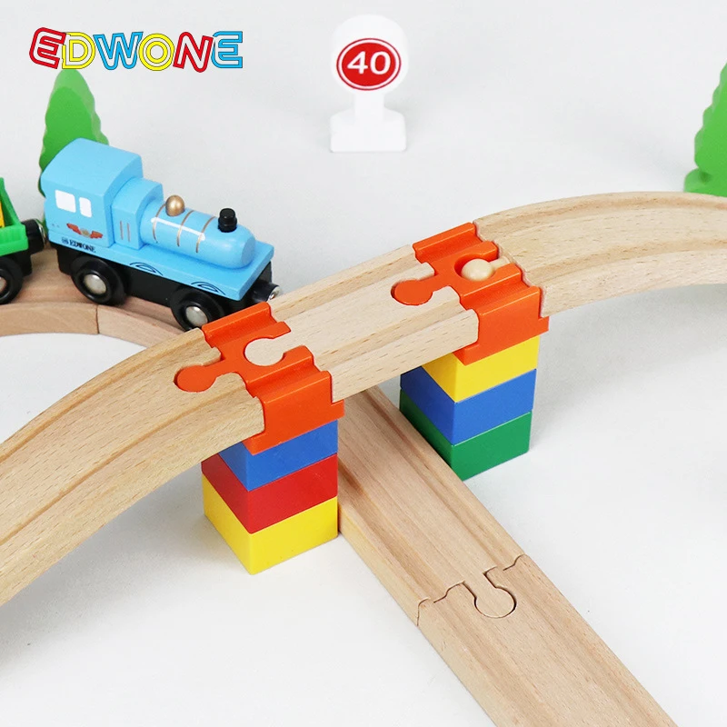 5/10PCS Wooden Train Track Accessories Plastic Building Blocks Adapters Wooden Track Connectors fit for Brand Wood Tracks Toys 4