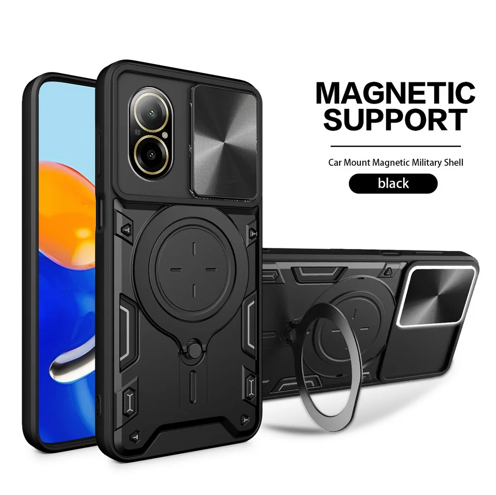 Sleek Metal Ring Camera Protect Case with Rotating Holder Cover