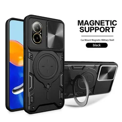 Sleek Metal Ring Camera Protect Case with Rotating Holder Cover for Realme GT 3 (Black)