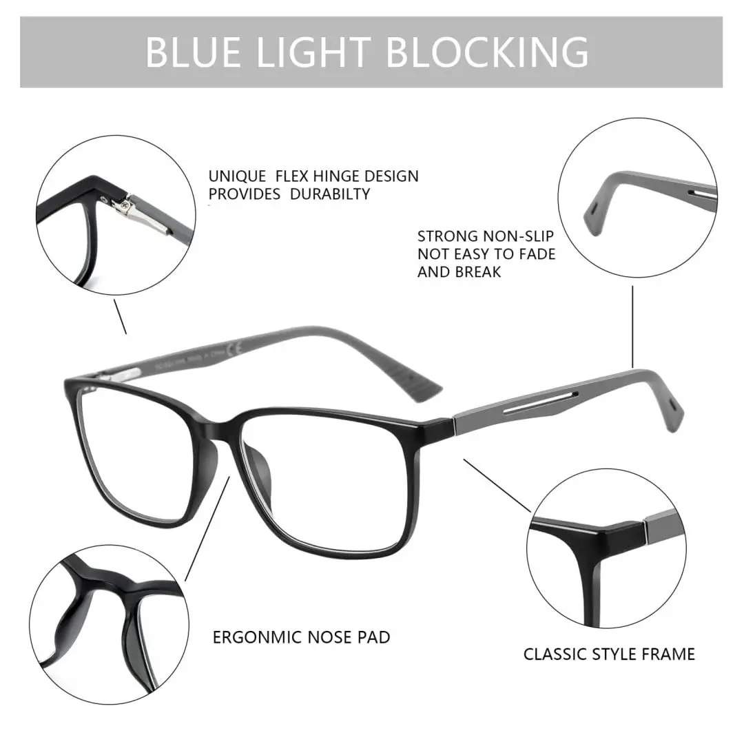 ZENOTTIC 2026 Modische Anti-Blaulicht-Blockierende Brille für Herren, Sportliche Eckige Optische Fassung, Unisex Blendschutz-Computerbrille – Detail 6