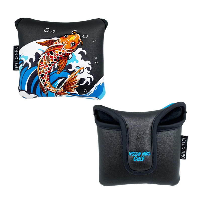 Golf Square Putter Cover Golf Club Protector Stylish Koi Style Magnetic Opening And Closing PU Leather Golf Accessories