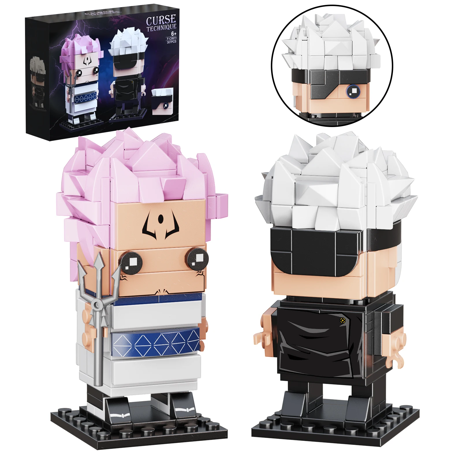 

Jujutsu Kaisen Satoru Gojo Ryomen Sukuna Brickheadz Action Figure Building Block Model Kit MOC Anime Brick Toy Kid Birthday Gift