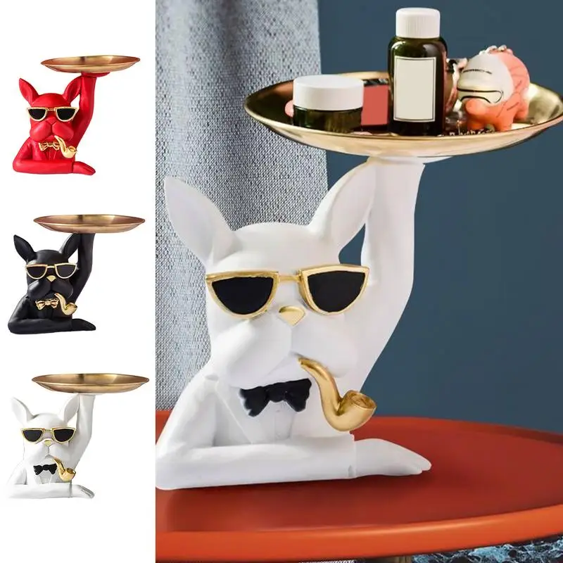 

Dog Storage Tray French bulldog resin Storage Tray Multi-functional Animal Sculpture key holder tabletop ornaments home decor