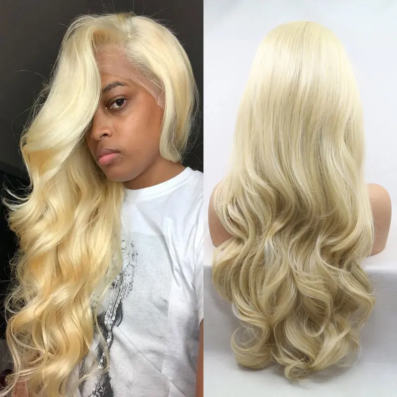 

Bombshell Honey Blonde Body Wave Synthetic 13X4 Lace Front Wigs Glueless High Quality Heat Resistant Fiber For Women Cosplay Wig
