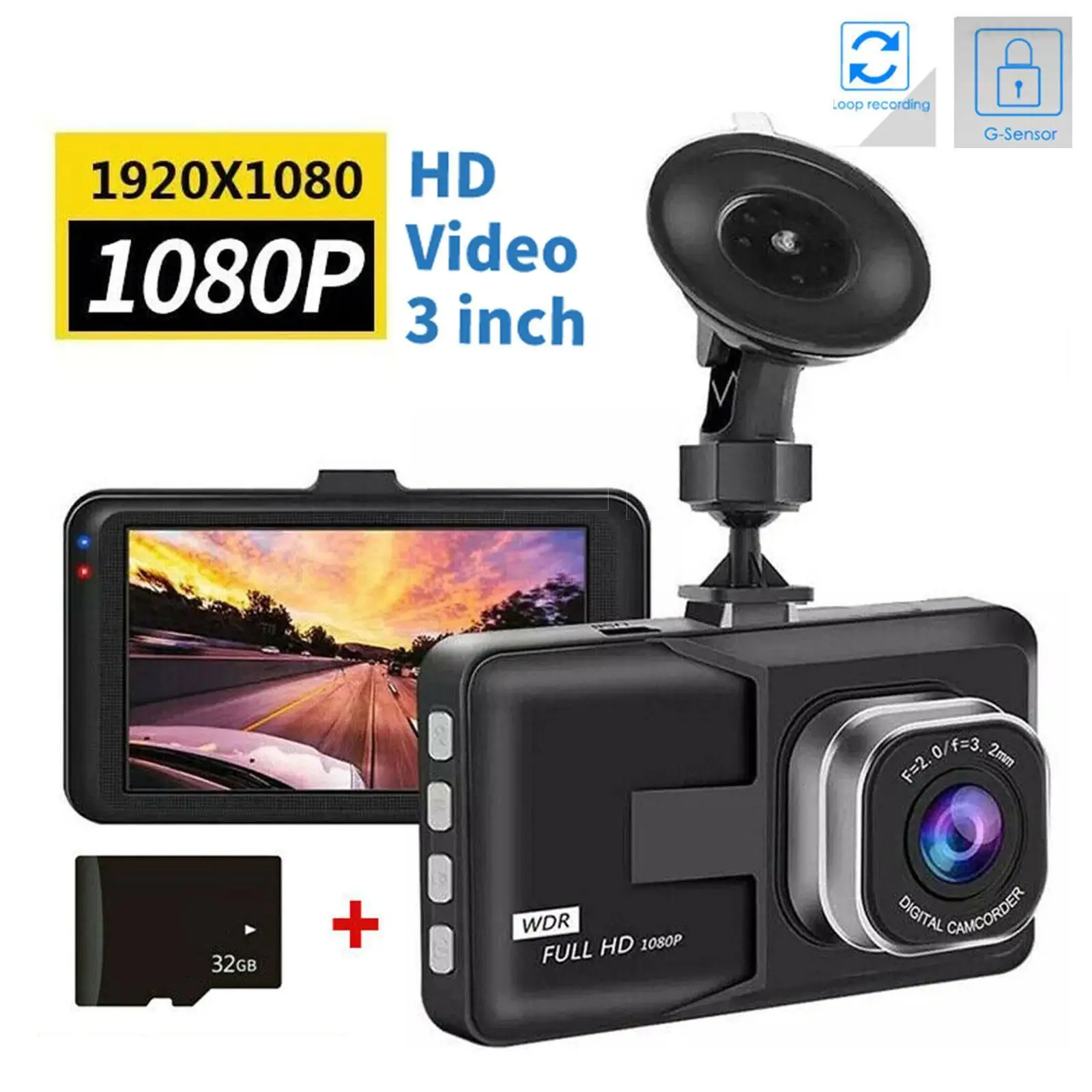 

Car Dash Camera Driving Video Loop Recorder HD 1080P DVR Car 3Inch Vehicle Camera For Front And Rear Night Vision G-Sensor M8Y6