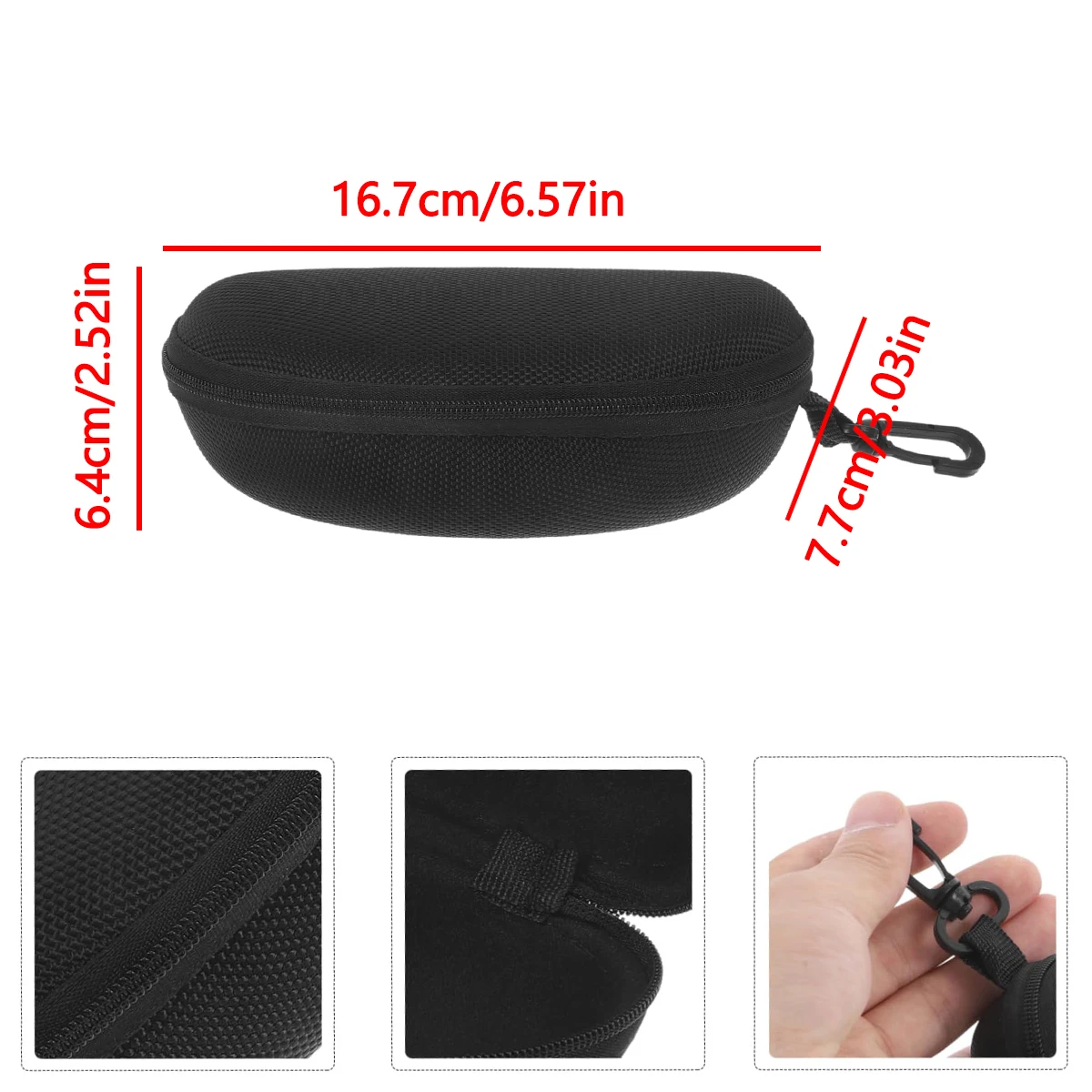 Portable Zipper Carabiner Sunglasses Protector Box Hard Glasses Case Travel Pack Eyewear Accessories Hook glasses case