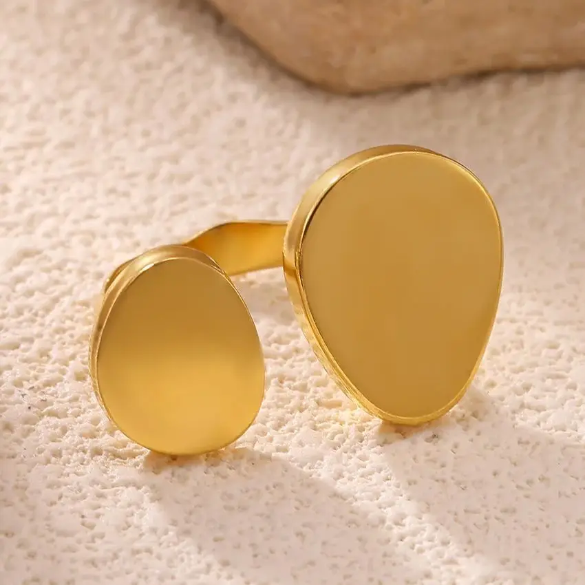 Stainless Steel Double Layer Elliptical Rings for Women Gift
