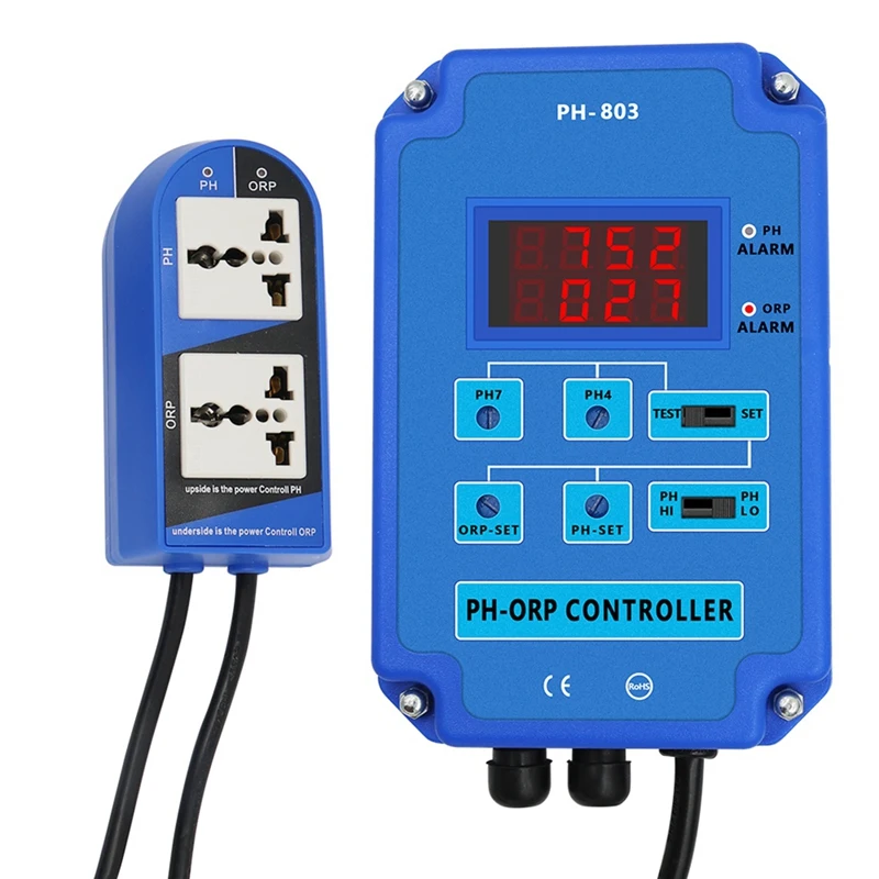 

Digital 2&1 PH ORP Monitor Redox Controller Blue For Aquarium Hydroponics Plant Pool Spa W/ Output Power Relay EU Plug