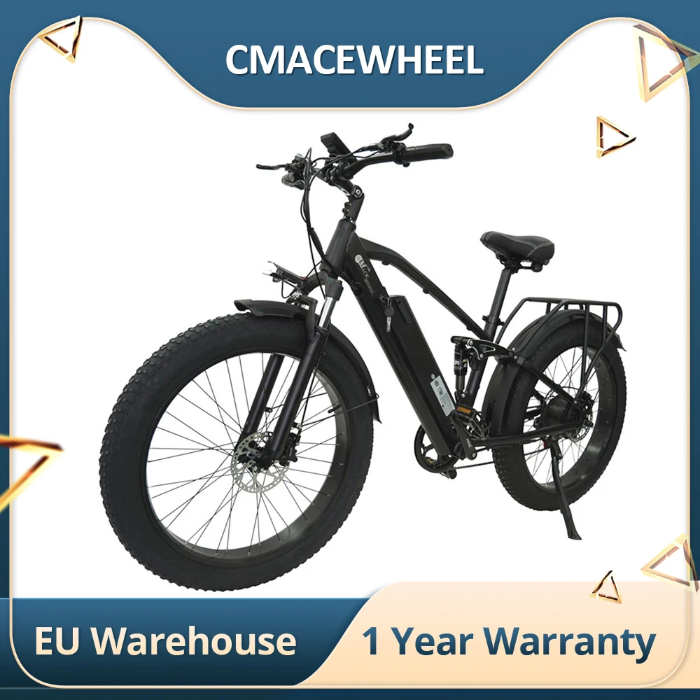 Cmacewheel Tp26 Bicicletta Elettrica 17Ah Li-Battery 26*4.0 Fat Tire 750W Potente Motore Full Suspension Mountain Bike Elettrica