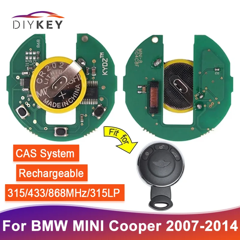 DIYKEY CAS System Smart Remote Board 315MHz 433MHz 868MHz 315LP Rechargeable Battery KR55WK49333 for BMW MINI Cooper 2007-2014